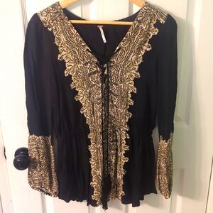 Free people blouse pouf long sleeve
